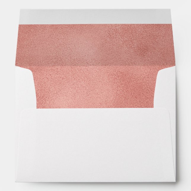 Rose Gold Foil Faux Stylish Wedding 5x7 Envelope (Back (Bottom))