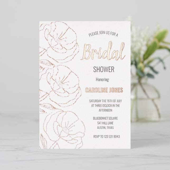 Rose Gold Foil Floral Elegant Bridal Shower (Standing Front)