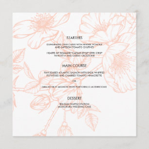 Rose Gold Foil Floral Wedding Menu Card