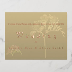 Rose Gold Foil Fresia Wedding Invitations