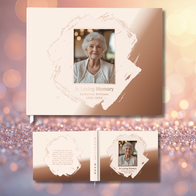 Rose Gold Foil Funeral Guest Book Photo Elegant (Creator Uploaded)