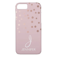 Rose Gold Foil Girly Confetti Monogram