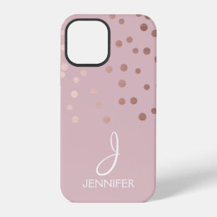Rose Gold Foil Girly Confetti Monogram iPhone 12 Pro Case