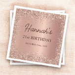 Rose Gold Foil Glitter 21st Birthday Name Napkin<br><div class="desc">Make the 21st birthday celebration shine with these Rose Gold Foil Glitter 21st Birthday Name Napkins. Designed with elegant rose gold foil glitter and customised with the celebrant's name,  these napkins bring a sophisticated and sparkling touch to the party,  perfect for making the occasion even more memorable.</div>