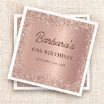 Rose Gold Foil Glitter 60th Birthday Name Napkin<br><div class="desc">Make your 60th birthday celebration sparkle with these Rose Gold Foil Glitter 60th Birthday Name Napkins. Embellished with shimmering rose gold foil glitter and personalised with the birthday celebrant’s name, these napkins add a touch of elegance and sophistication to your event. Perfect for a chic and memorable 60th birthday party....</div>