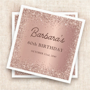 Rose Gold Foil Glitter 60th Birthday Name Napkin