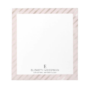 Rose Gold Foil Glitter Monogram Custom Girly Notepad