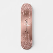 Rose gold Foil Glitter Monogram Pretty Skateboard (Front)