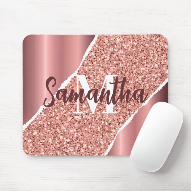 Rose Gold Foil Glitter Mouse Pad (With Mouse)