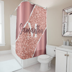 Rose Gold Foil Glitter Shower Curtain
