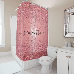 Rose Gold Foil Glitter Shower Curtain