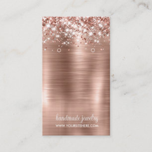 Rose Gold Foil Glitter Signature Earring Display Business Card