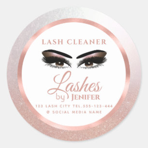 Rose gold foil glittery makeup eyes lashes cleaner classic round sticker