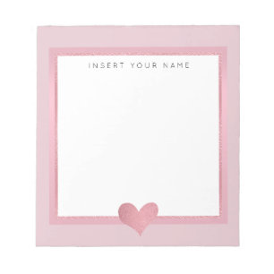 Rose Gold Foil Heart Notepad 5.5" x 6"
