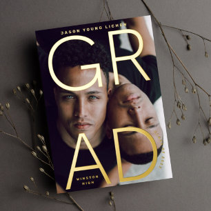 Rose Gold Foil High School GRAD Photo Announcement