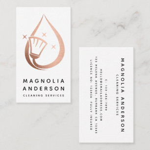 Rose Gold Foil House Cleaning Services Business Card