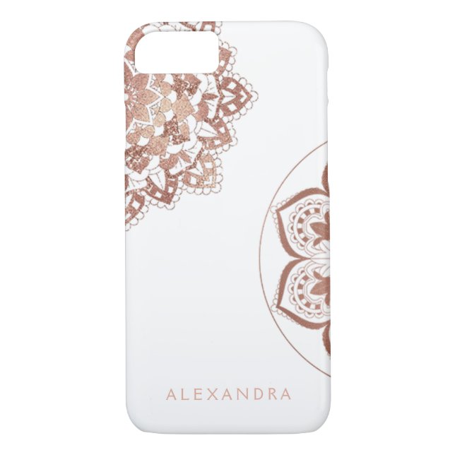 Rose Gold Foil Indian Mandala Monogram Name Case-Mate iPhone Case (Back)