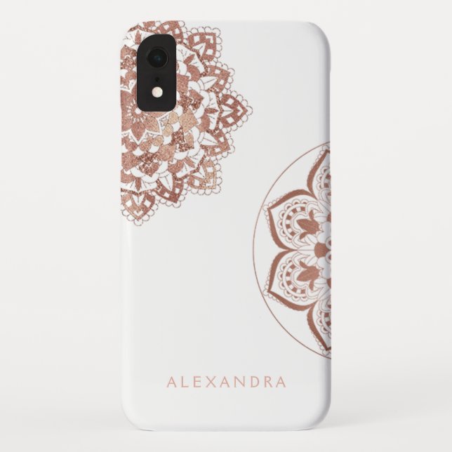 Rose Gold Foil Indian Mandala Monogram Name Case-Mate iPhone Case (Back)