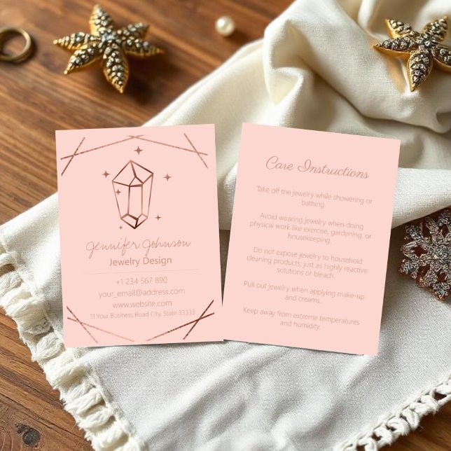 Rose Gold Foil Jewellery Care Business Card (Creator Uploaded)