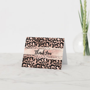 Rose Gold Foil Leopard Blush Brush Stroke Thank You Card