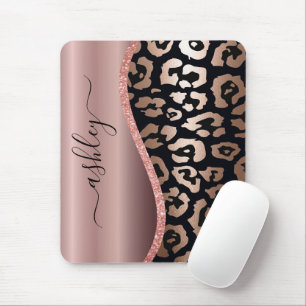 Rose Gold Foil Leopard Print Mouse Pad