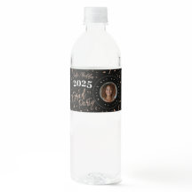 Rose Gold Foil-Look Graduation Water Bottle Labels