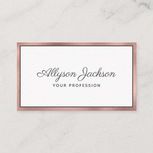 Rose Gold Foil Luxury Script Business Card (Front)