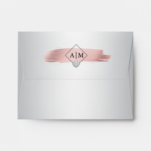 Rose Gold Foil Marble Liner Silver Wedding RSVP Envelope (Back (Top Flap))