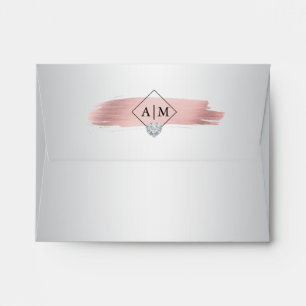 Rose Gold Foil Marble Liner Silver Wedding RSVP Envelope