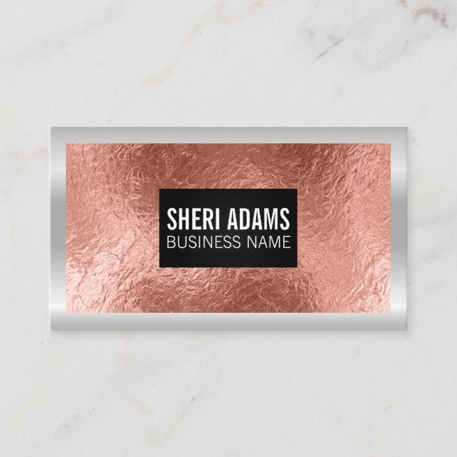 Rose Gold Foil | Metallic Border Business Card (Front)