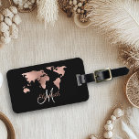 Rose Gold Foil Metallic World Map Luggage Monogram Luggage Tag<br><div class="desc">This design was created though digital art. It may be personalised in the area provide or customising by choosing the click to customise further option and changing the name, initials or words. You may also change the text colour and style or delete the text for an image only design. Contact...</div>