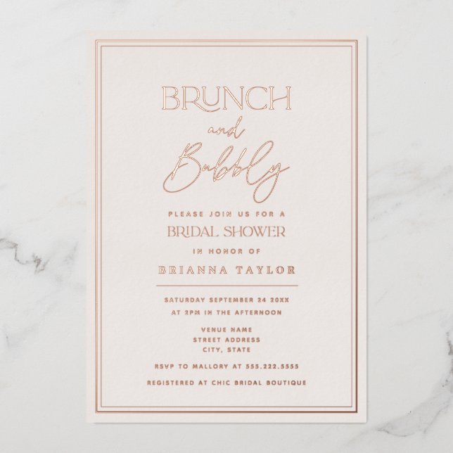 Rose Gold Foil Minimalist Elegant Bridal Shower (Front)