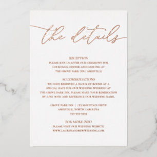 Rose Gold Foil Minimalist Wedding Enclosure Card 
