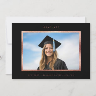 Rose Gold Foil Modern Minimalist Graduation Photo Announcement