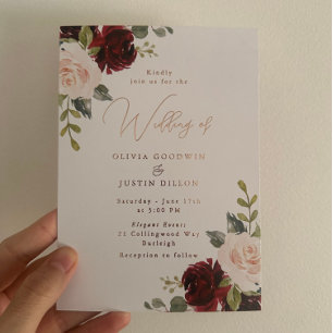 Rose Gold Foil Modern Wine & Blush Wedding