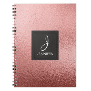 Rose Gold Foil Monogram Notebook