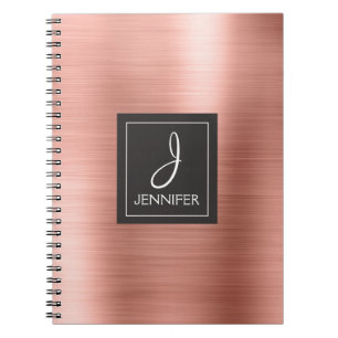 Rose Gold Foil Monogram Notebook