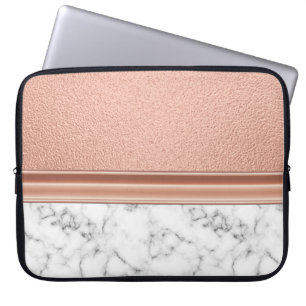 Rose Gold Foil on Marble Laptop Sleeve
