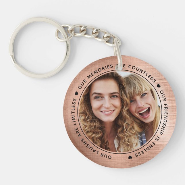 Rose Gold Foil Our Laughs Are Limitless BFF Photo Key Ring (Front)