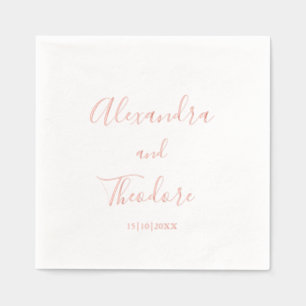 Rose Gold Foil Personalised Wedding Cocktail Napkins