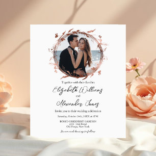 Rose Gold Foil Photo Budget Wedding Invitations