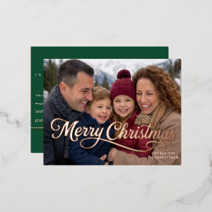 Rose Gold Foil Photo Christmas Party Invitation