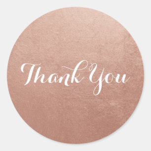 Rose Gold Foil Photo Thank You Classic Round Sticker
