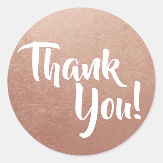 Rose Gold Foil Photo Thank You! Classic Round Sticker | Zazzle.com.au