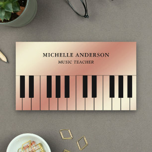 Rose Gold Foil Piano Keyboard Musician Pianist Business Card