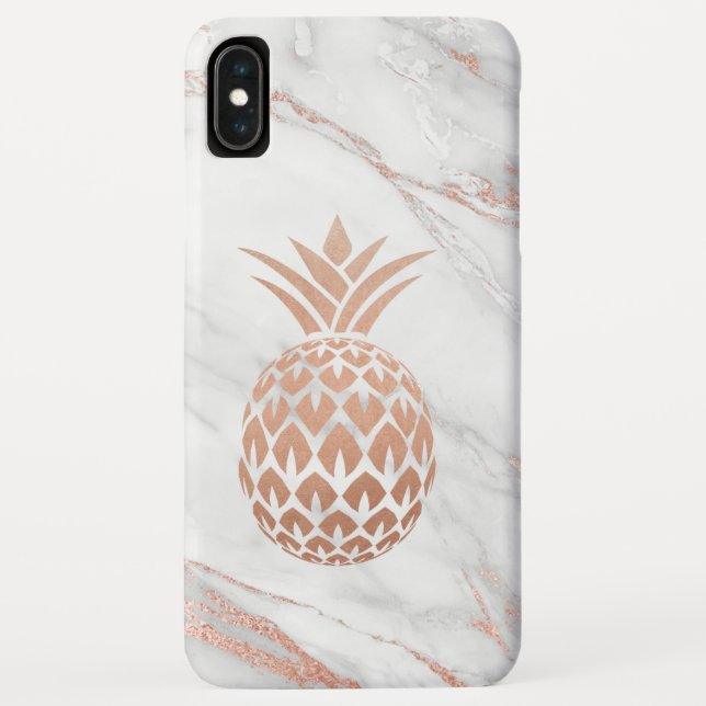 Rose Gold Foil Pineapple on White Marble Case-Mate iPhone Case (Back)