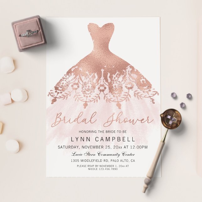 Rose Gold Foil Pressed Wedding Dress Bridal Shower (Creator Uploaded)