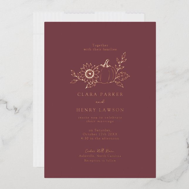 Rose Gold Foil Pumpkin Sunflower Wedding (Envelope)