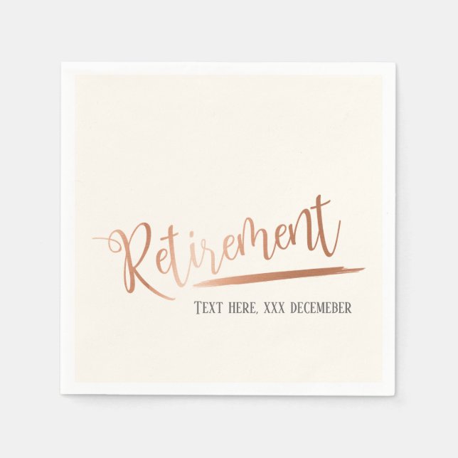 rose gold foil, retirement napkin (Front)