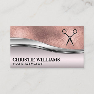 Rose Gold Foil   Salon Shears Business Card
